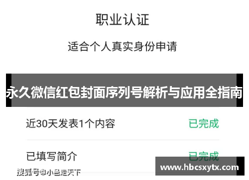 永久微信红包封面序列号解析与应用全指南