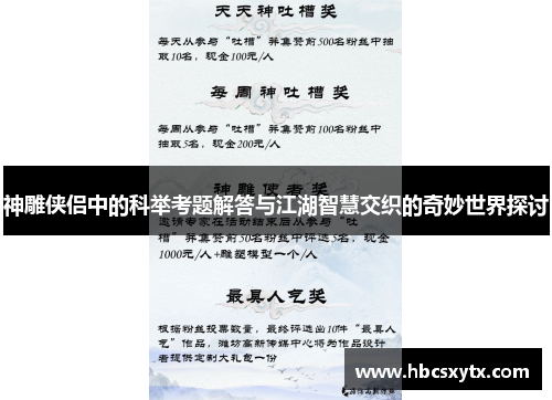 神雕侠侣中的科举考题解答与江湖智慧交织的奇妙世界探讨
